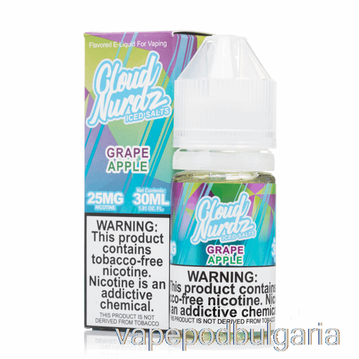 Vape 10000 Дръпки Iced Grape Apple - Cloud Nurdz Salts - 30ml 50mg